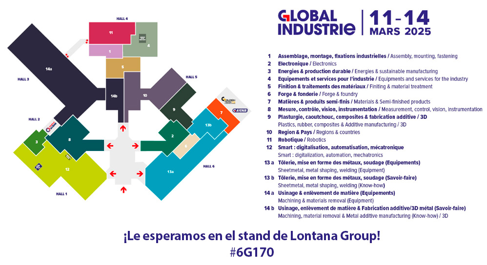 plano de zonas de exposición Global Industrie Lyon 2025